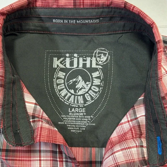 Kuhl mens L Large red plaid Eluxor short sleeve performance button up shirt EUC - Picture 2 of 5